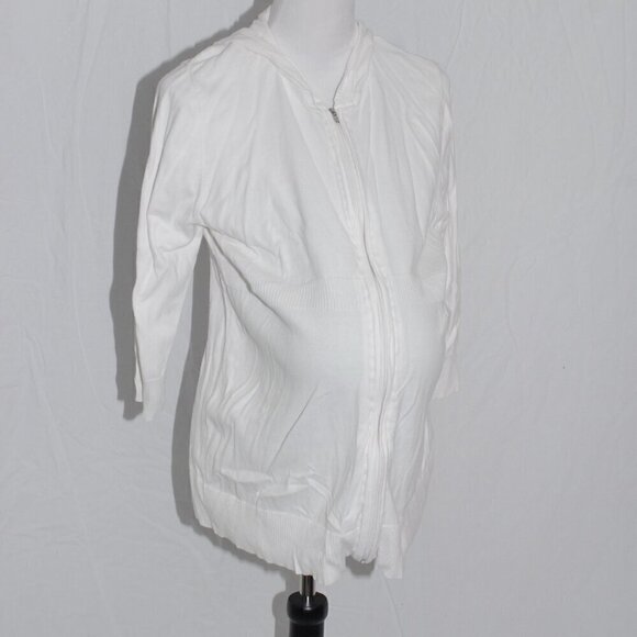 Motherhood Maternity Tops - XL White Hoodie ¾ Sleeves Full Zipper No Pockets AUC Motherhood Maternity Womens